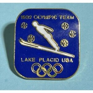 1932  USA Olympic Team Lake Placid Ski Jumping  Lapel  Pin 1990's re-issue